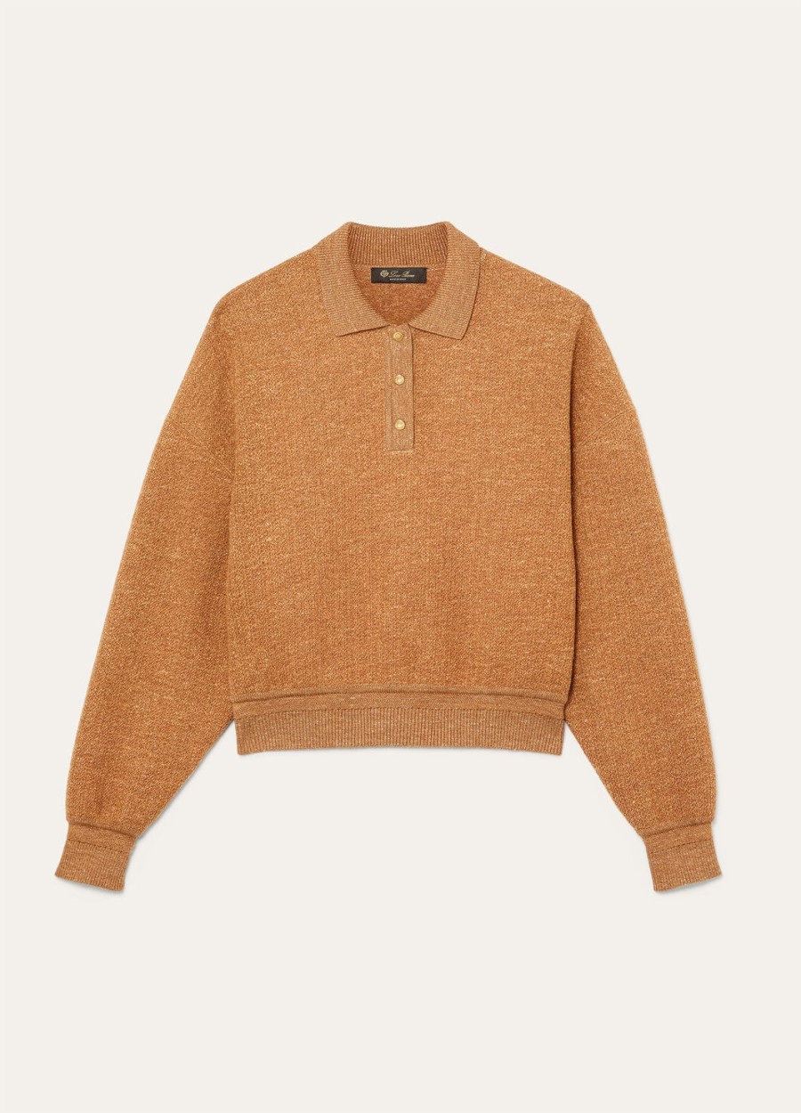 cellina scheerwol zijden poloshirt persimmon cake
