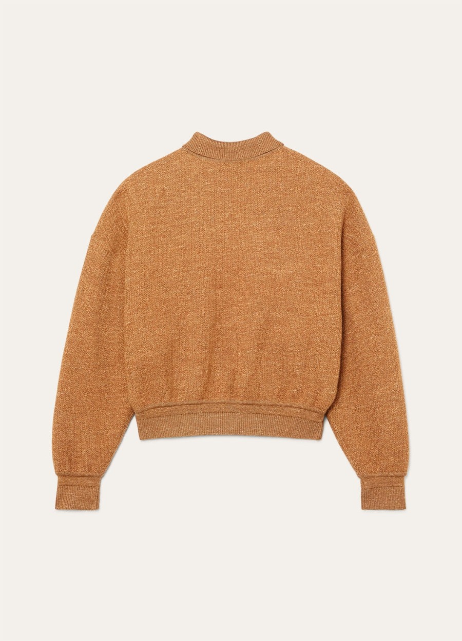 cellina scheerwol zijden poloshirt persimmon cake