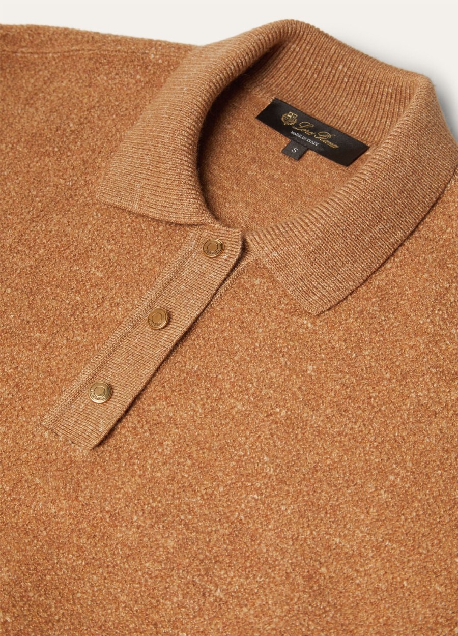 cellina scheerwol zijden poloshirt persimmon cake