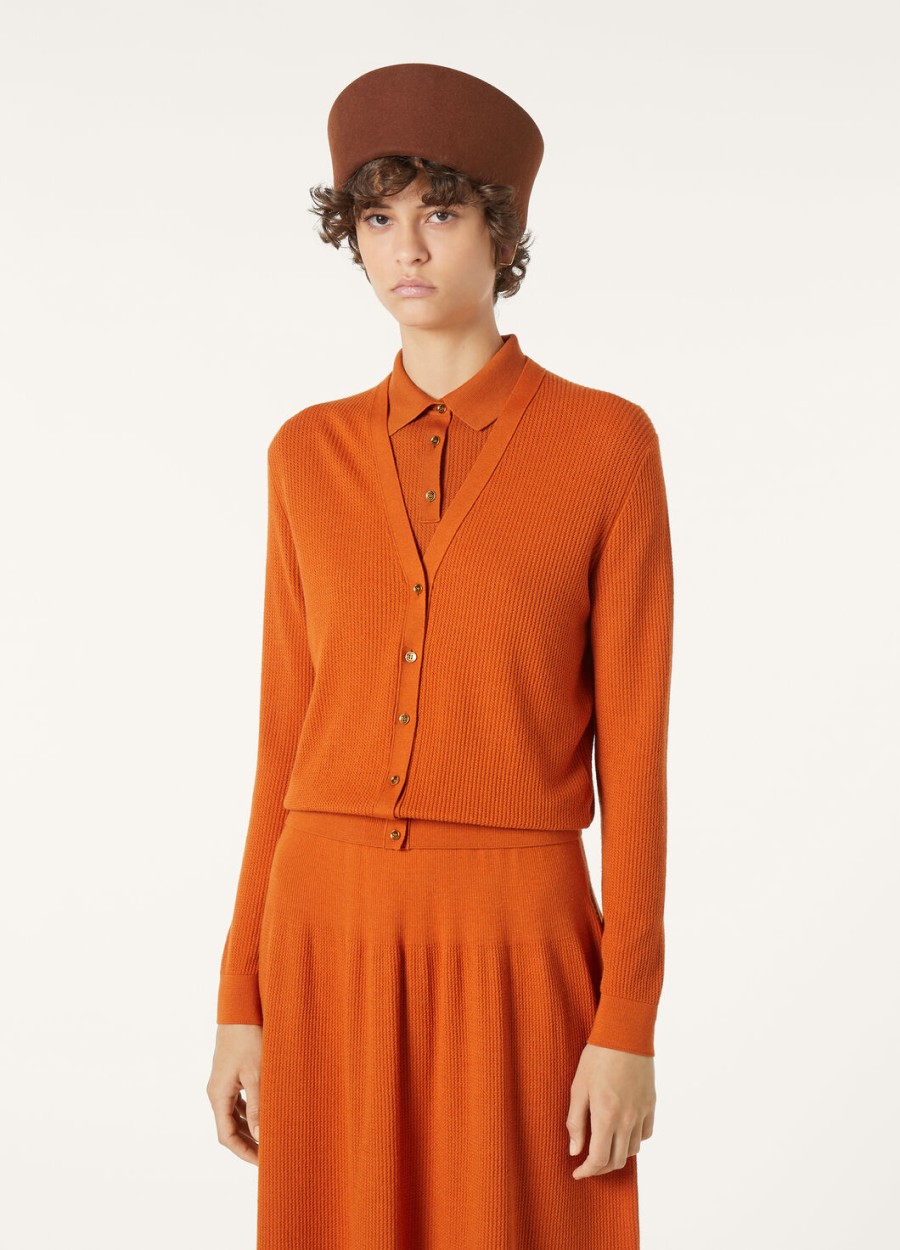 koninklijk licht oranje papaver cardigan