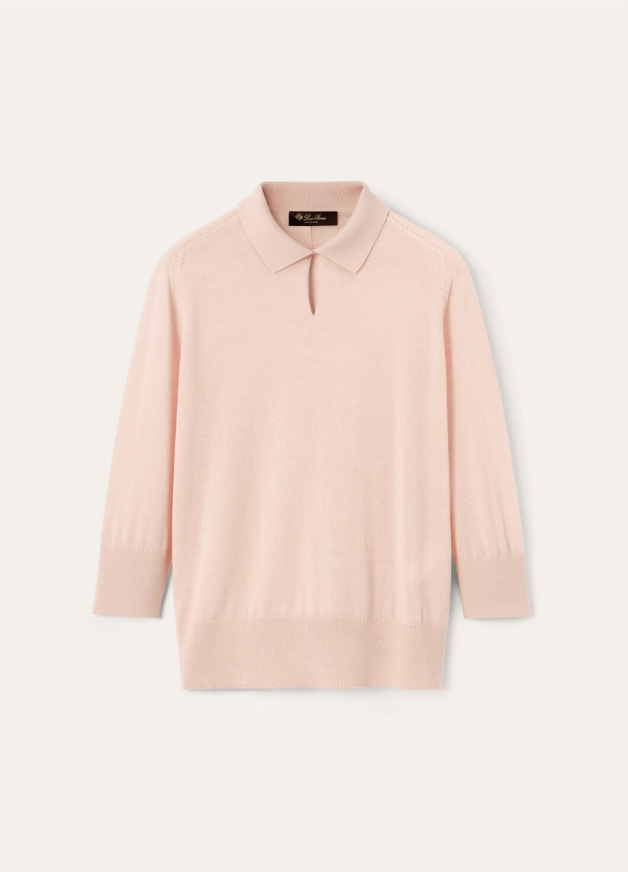 neo piuma kasjmier poloshirt in zachtroze
