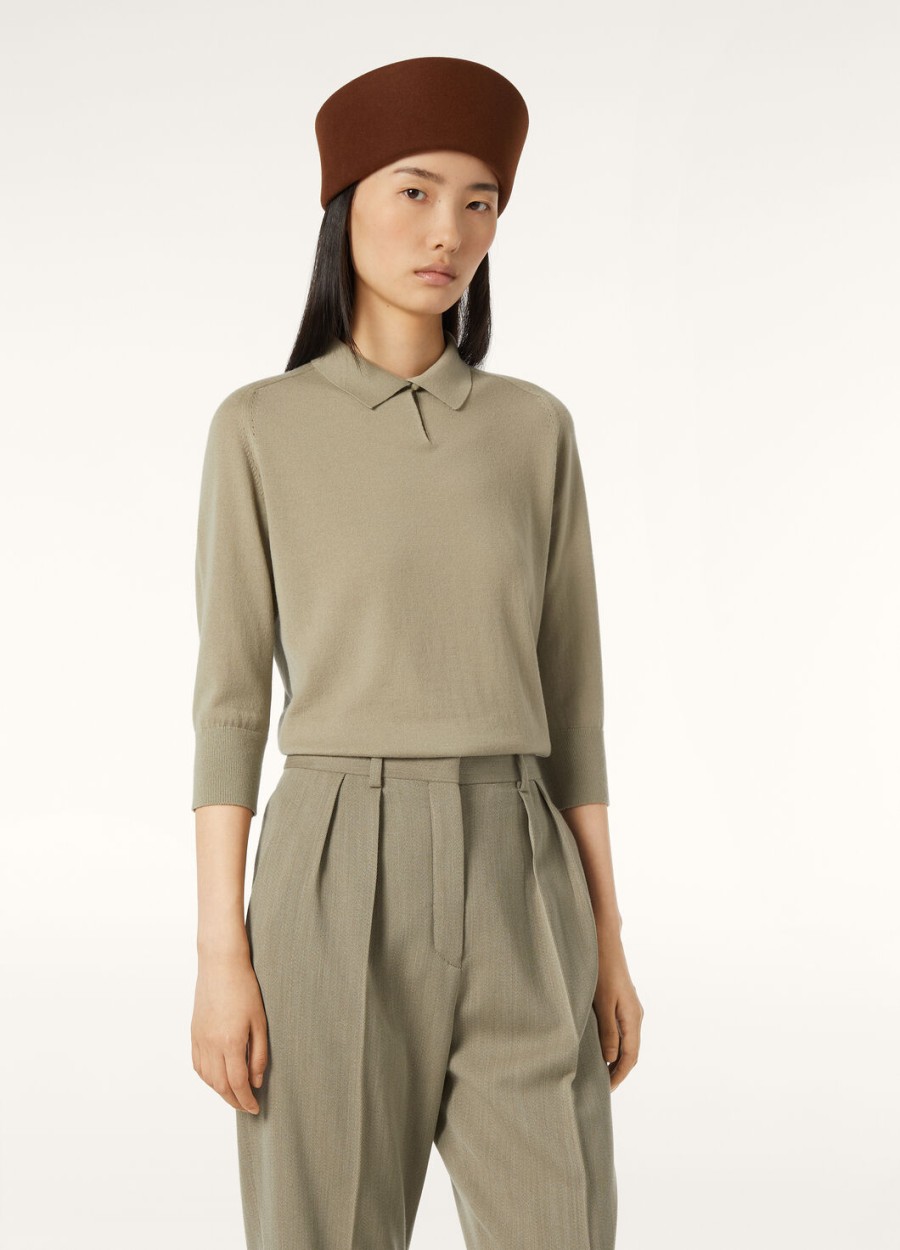 neo piuma cashmere dried taragon polo shirt