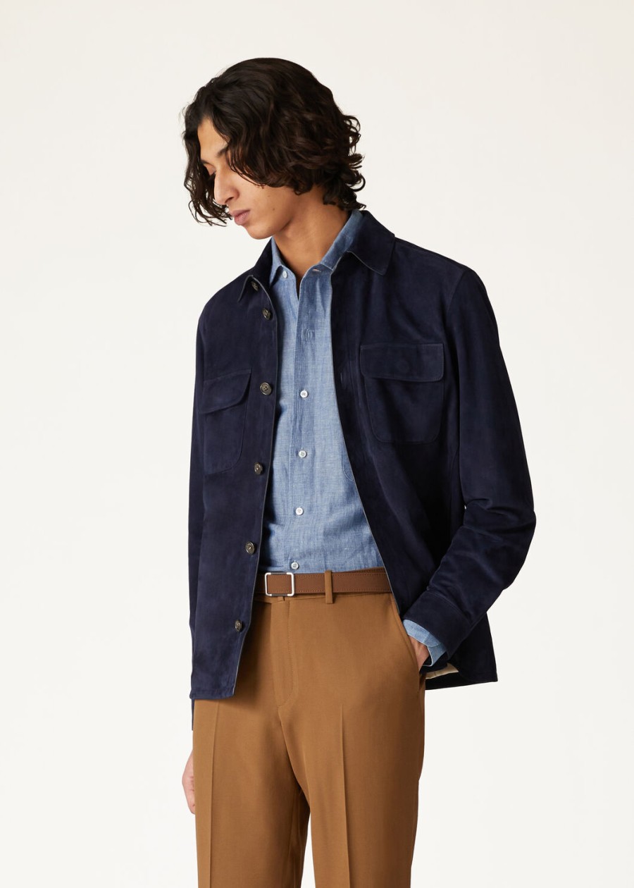 loro piana kidskin very blue dark overshirt