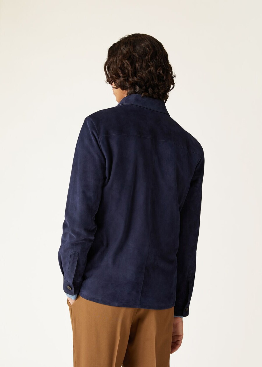 loro piana kidskin very blue dark overshirt