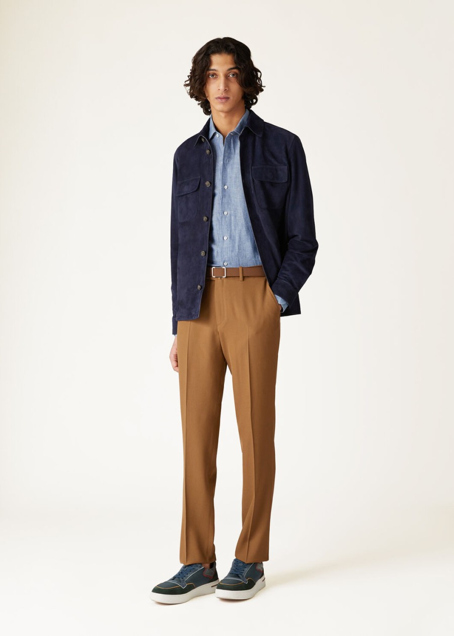 loro piana kidskin very blue dark overshirt