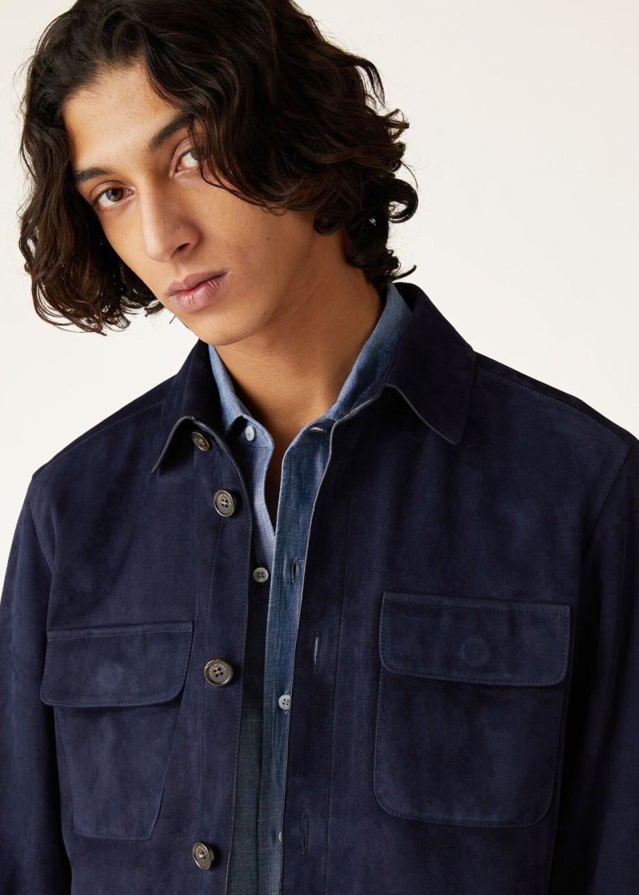 loro piana kidskin very blue dark overshirt