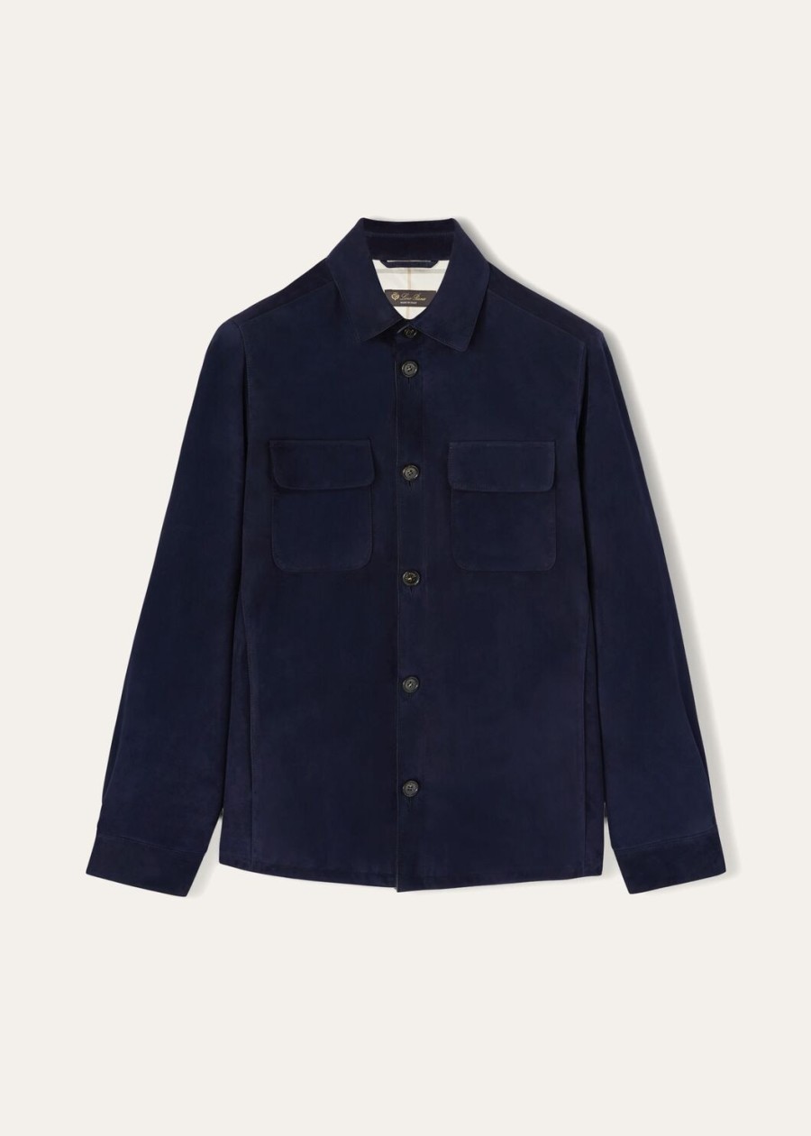 loro piana kidskin very blue dark overshirt