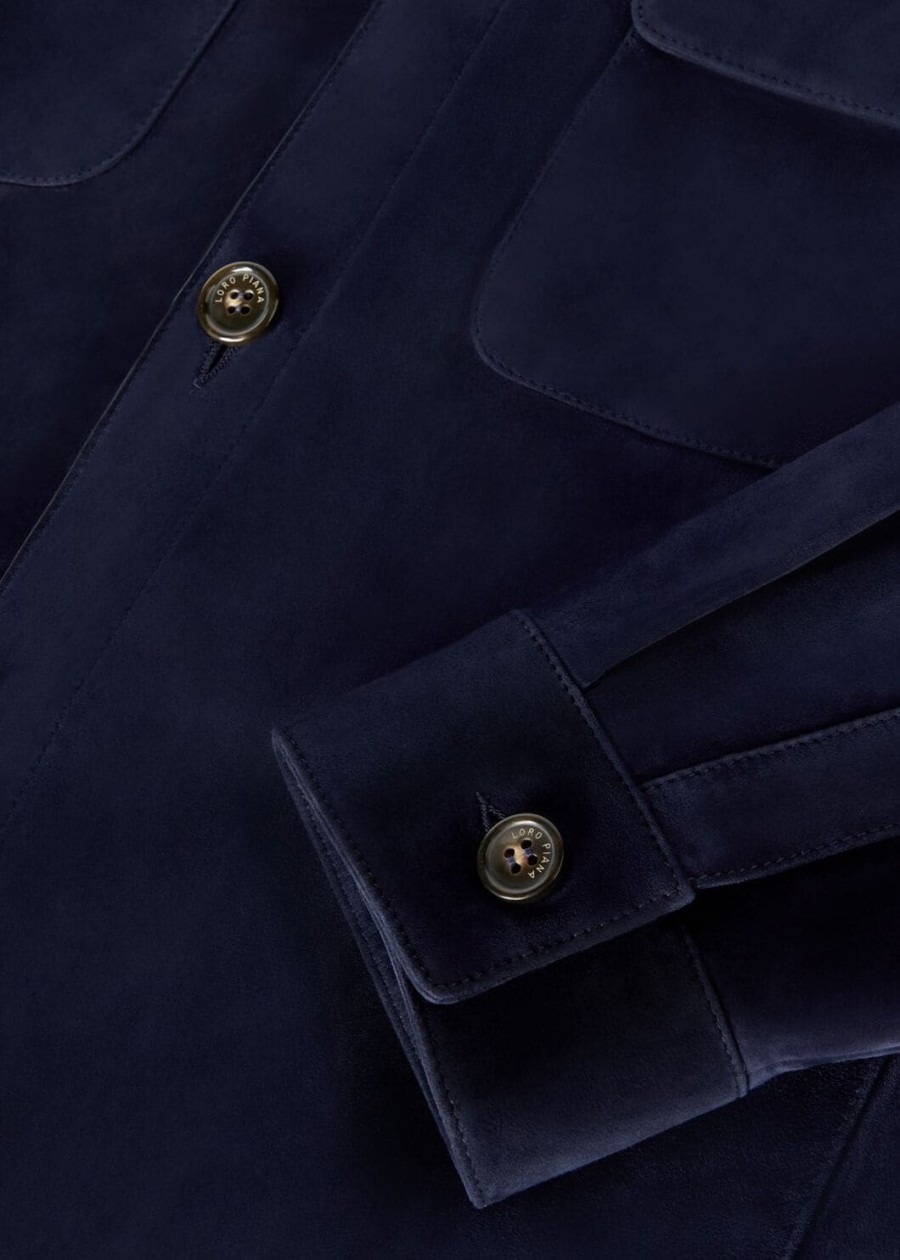 loro piana kidskin very blue dark overshirt