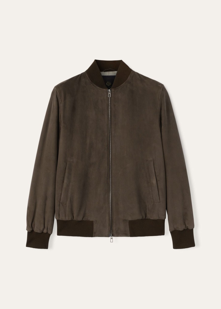 loro piana ivy bomberjack in de kleur kidskin coal green