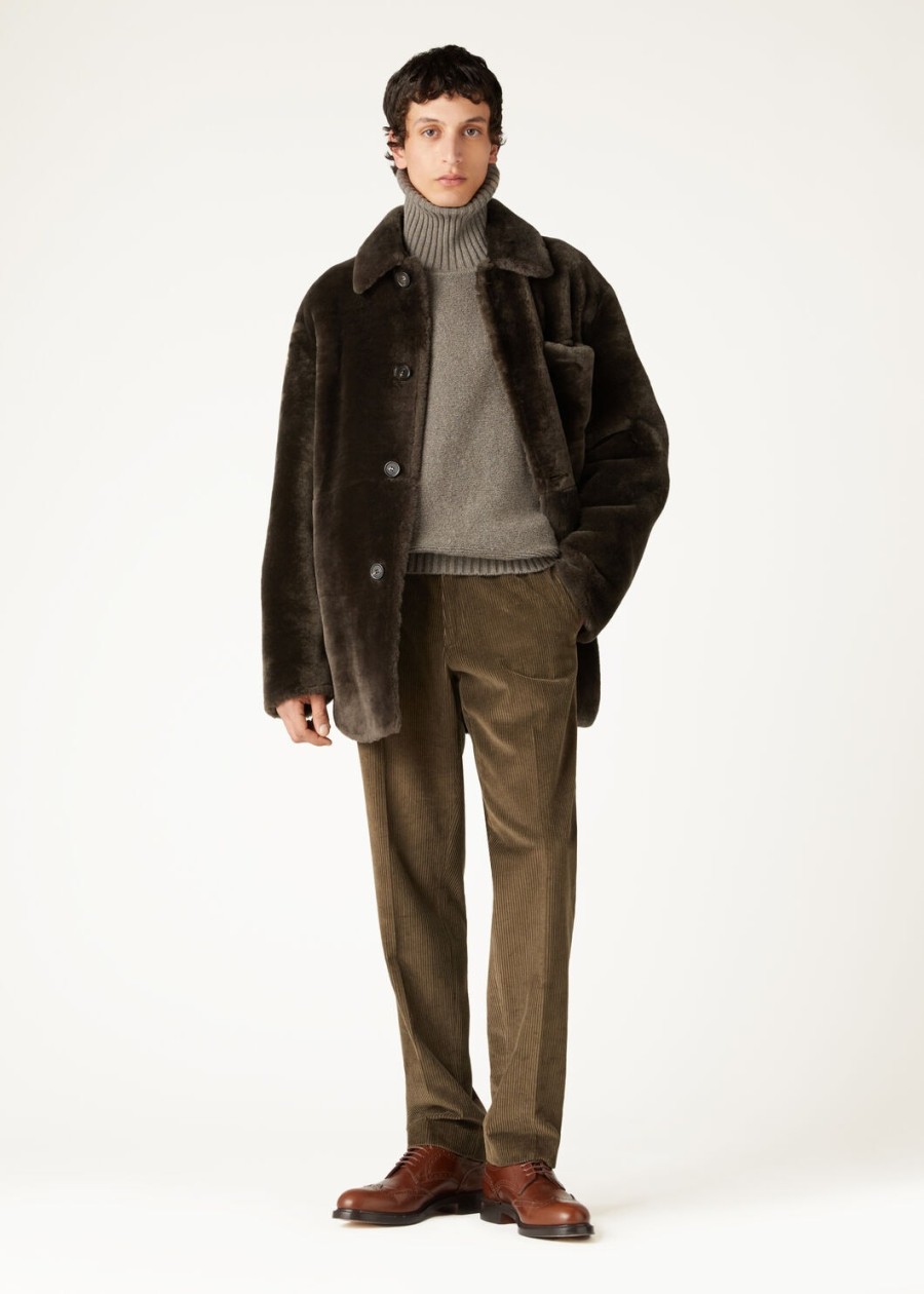 aldo shearling overhemd bruin marmer