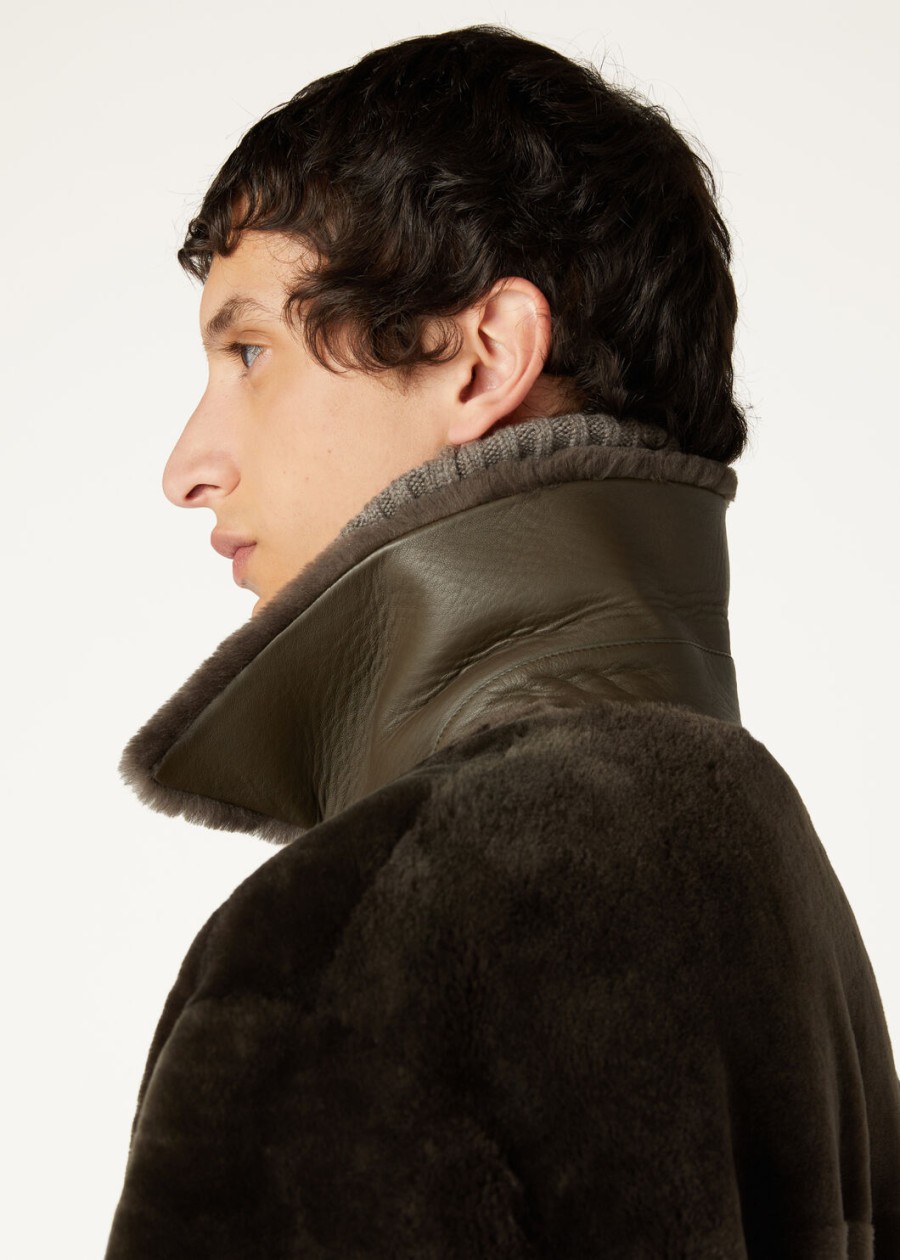 aldo shearling overhemd bruin marmer