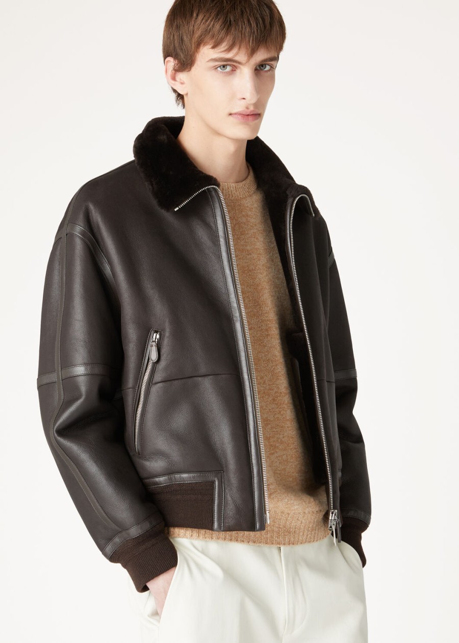 peter bomber shearling coffee jacket