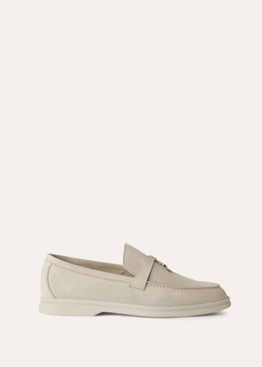summer charms walk loafers suede powder pearl