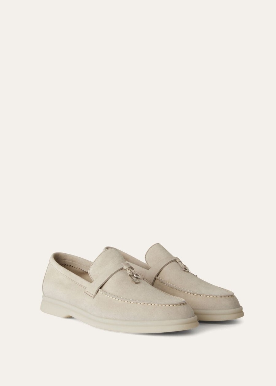summer charms walk loafers suede powder pearl