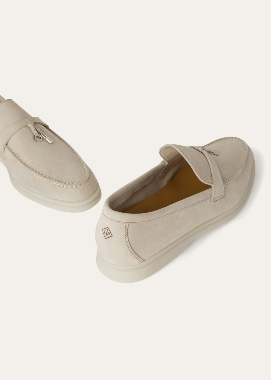 summer charms walk loafers suede powder pearl