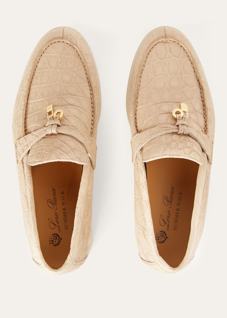 summer charms walk loafer caiman leather light mastic