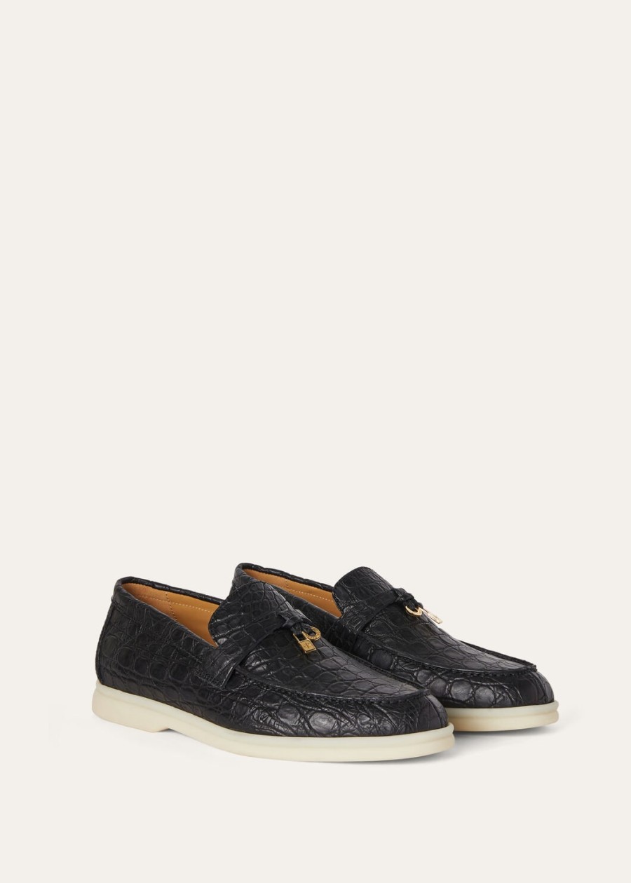 summer charms walk loafer caiman zwart leer