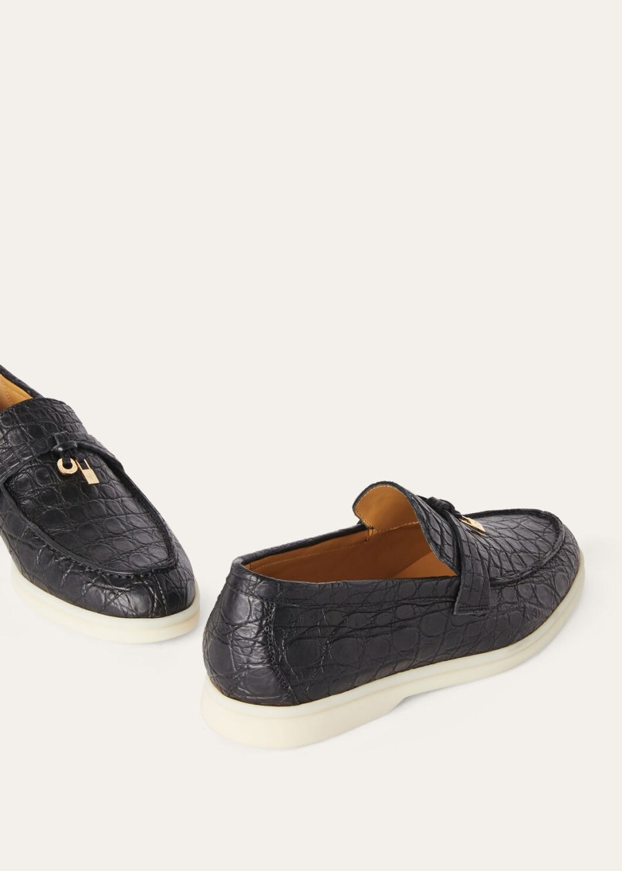 summer charms walk loafer caiman zwart leer