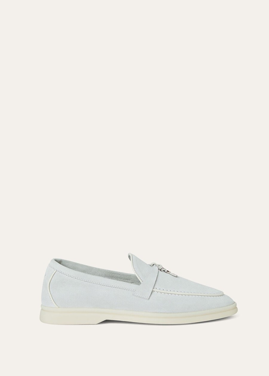 summer charms walk loafer van suède en geitenleer delicate dauwkleur