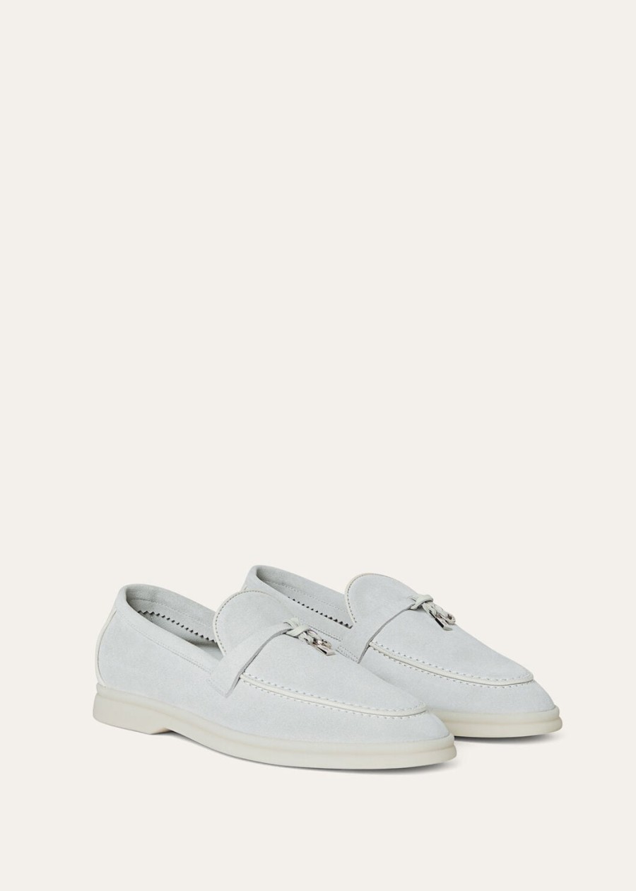 summer charms walk loafer van suède en geitenleer delicate dauwkleur