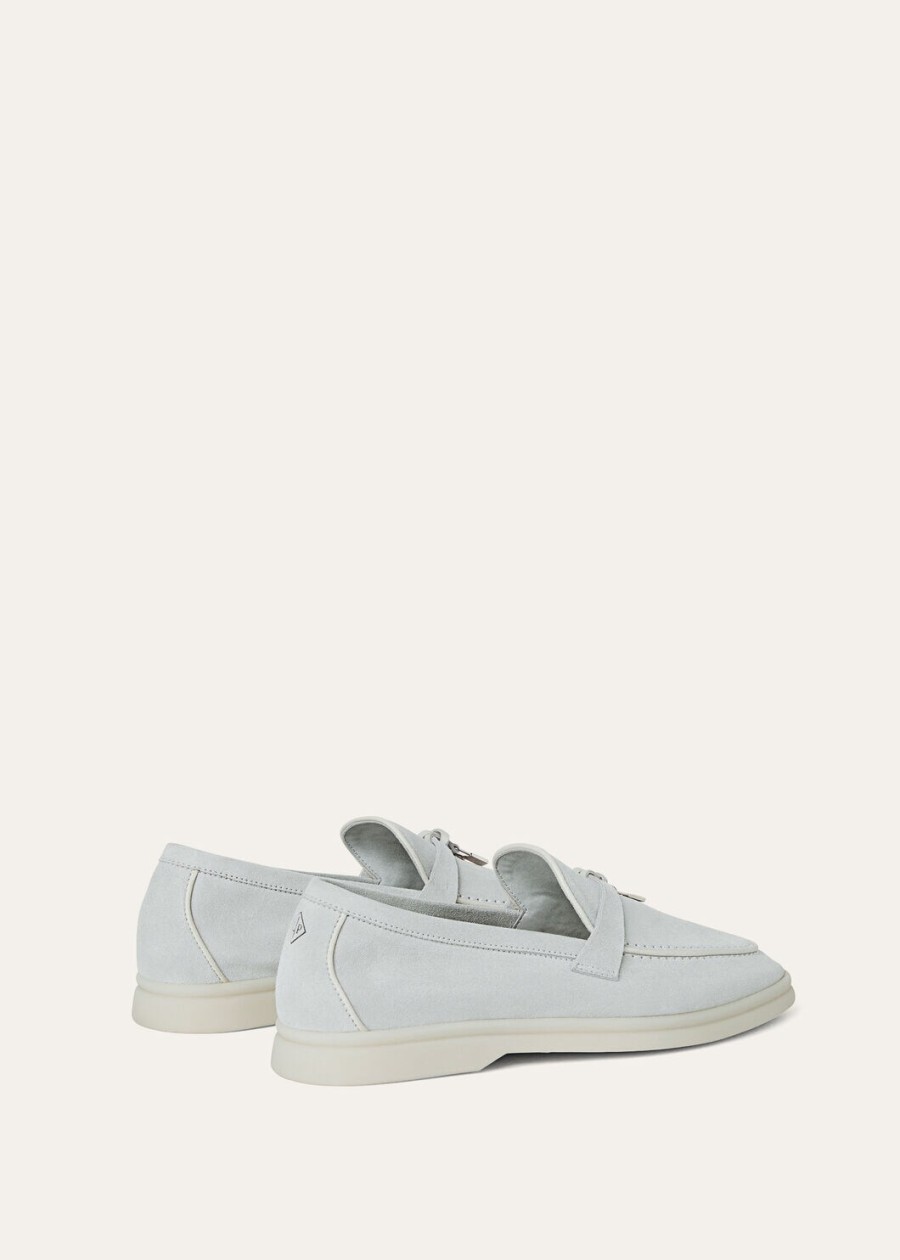 summer charms walk loafer van suède en geitenleer delicate dauwkleur