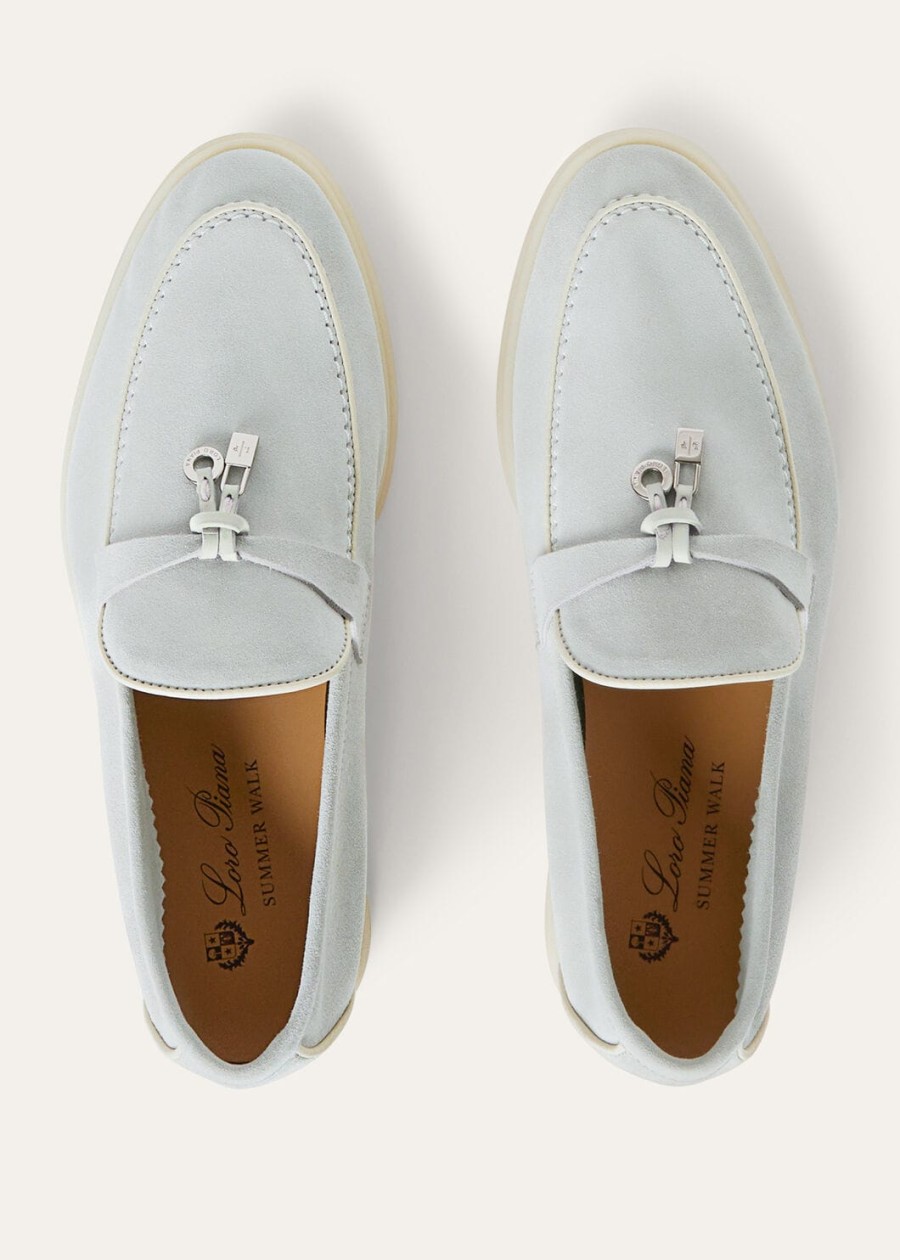 summer charms walk loafer van suède en geitenleer delicate dauwkleur
