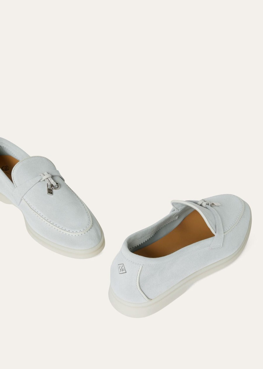 summer charms walk loafer van suède en geitenleer delicate dauwkleur