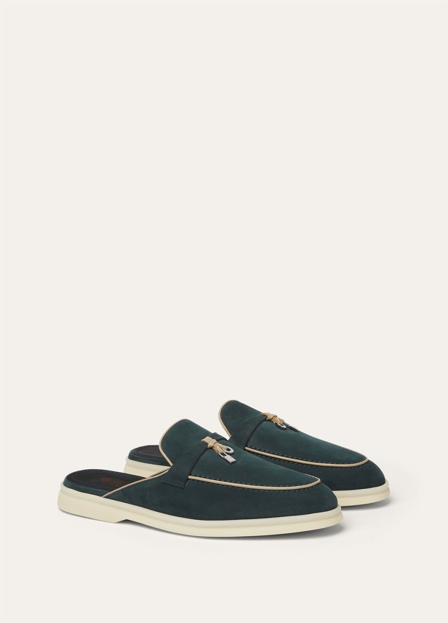 charms walk babouche loafer suede suede goat emerald noire