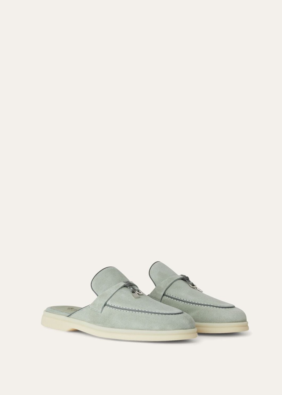 charms walk babouche loafer suède leer geitenleer eucalyptus