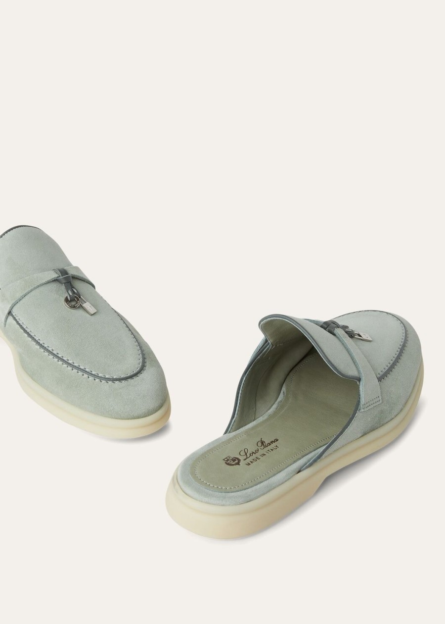 charms walk babouche loafer suède leer geitenleer eucalyptus