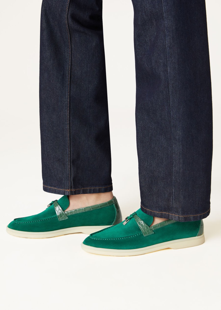 summer charms walk loafers suède baobab groen
