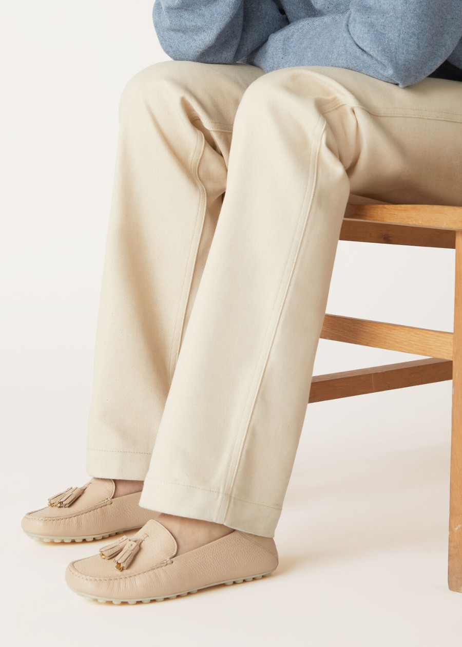 dot sole walk loafer suede natural light camel