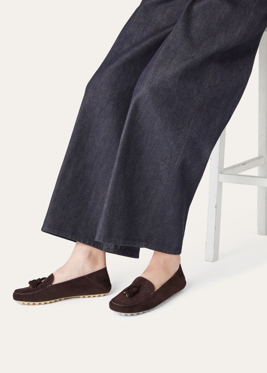 dot sole walk loafer suede goat chocolate