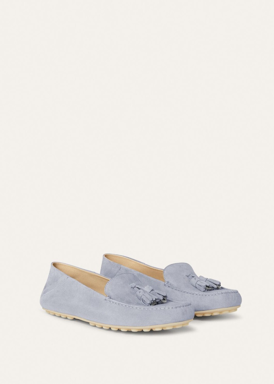 zircon goatskin suede dot sole walk loafer