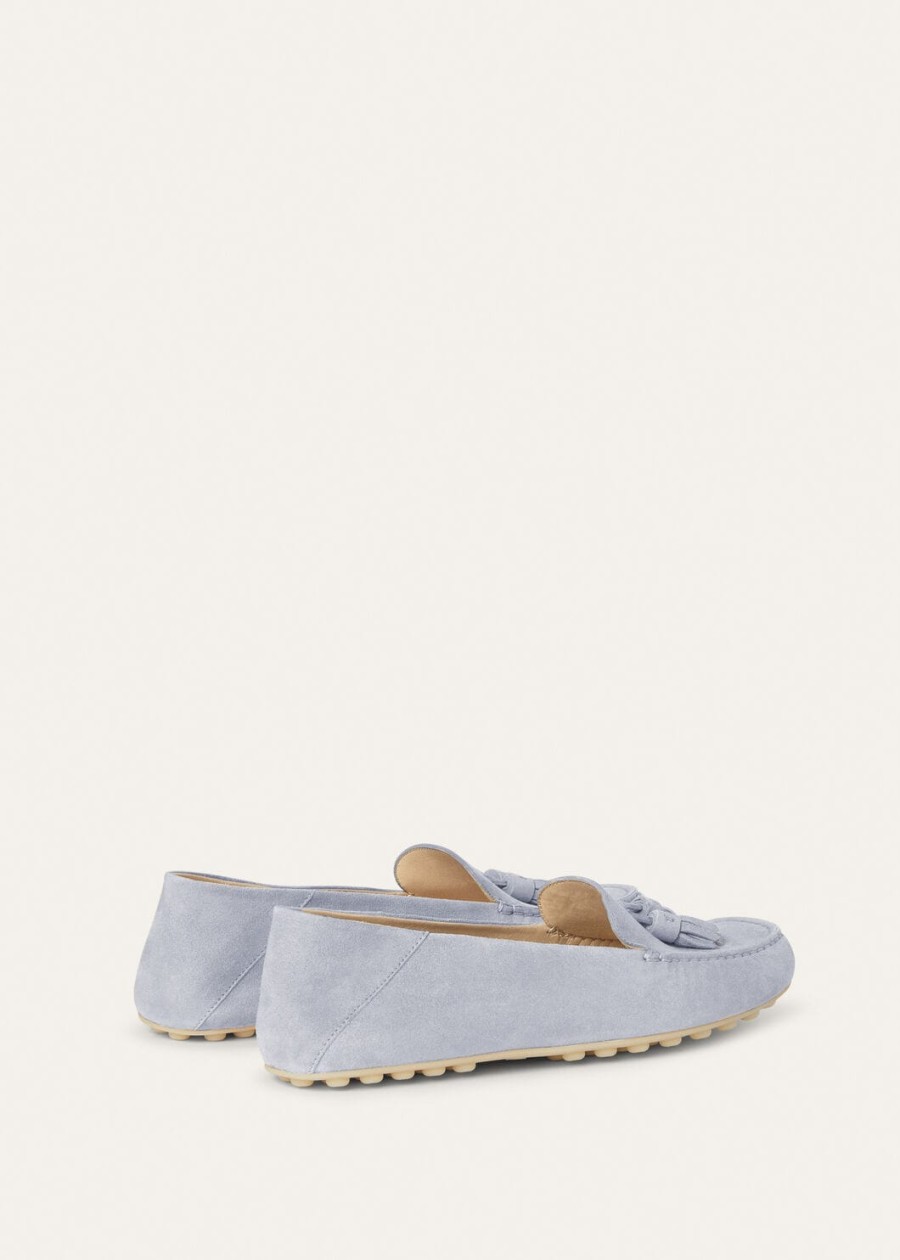 zircon goatskin suede dot sole walk loafer
