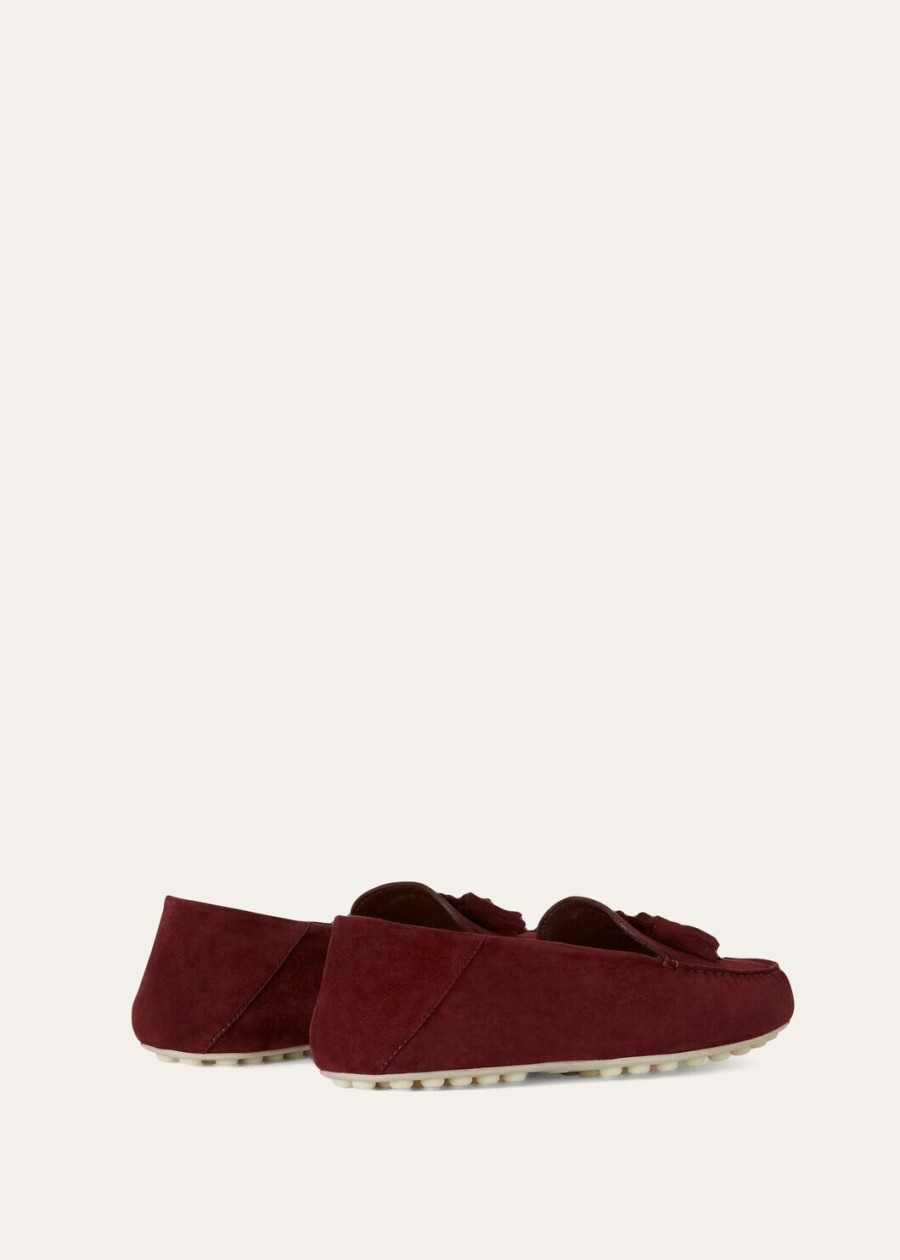 instappers met stippenzool van geitenleer in de kleur wild plum.