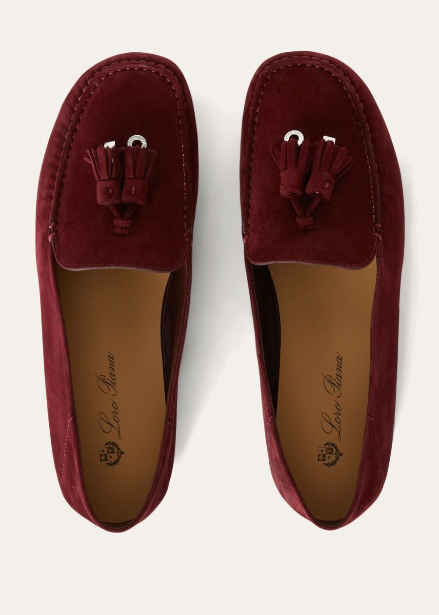 instappers met stippenzool van geitenleer in de kleur wild plum.