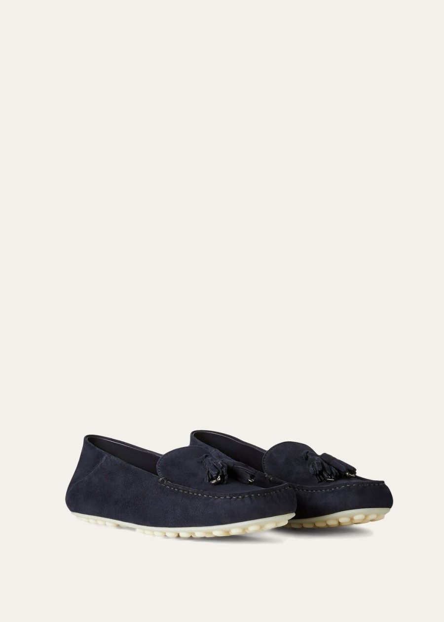 mocassins met stippenzool in geitenleer marineblauw