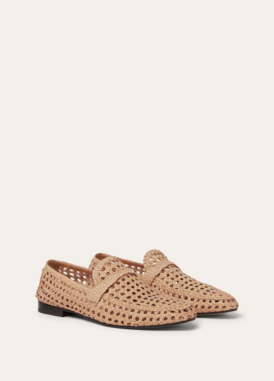 leon loafers van geitenleer naturel licht camelkleurig.