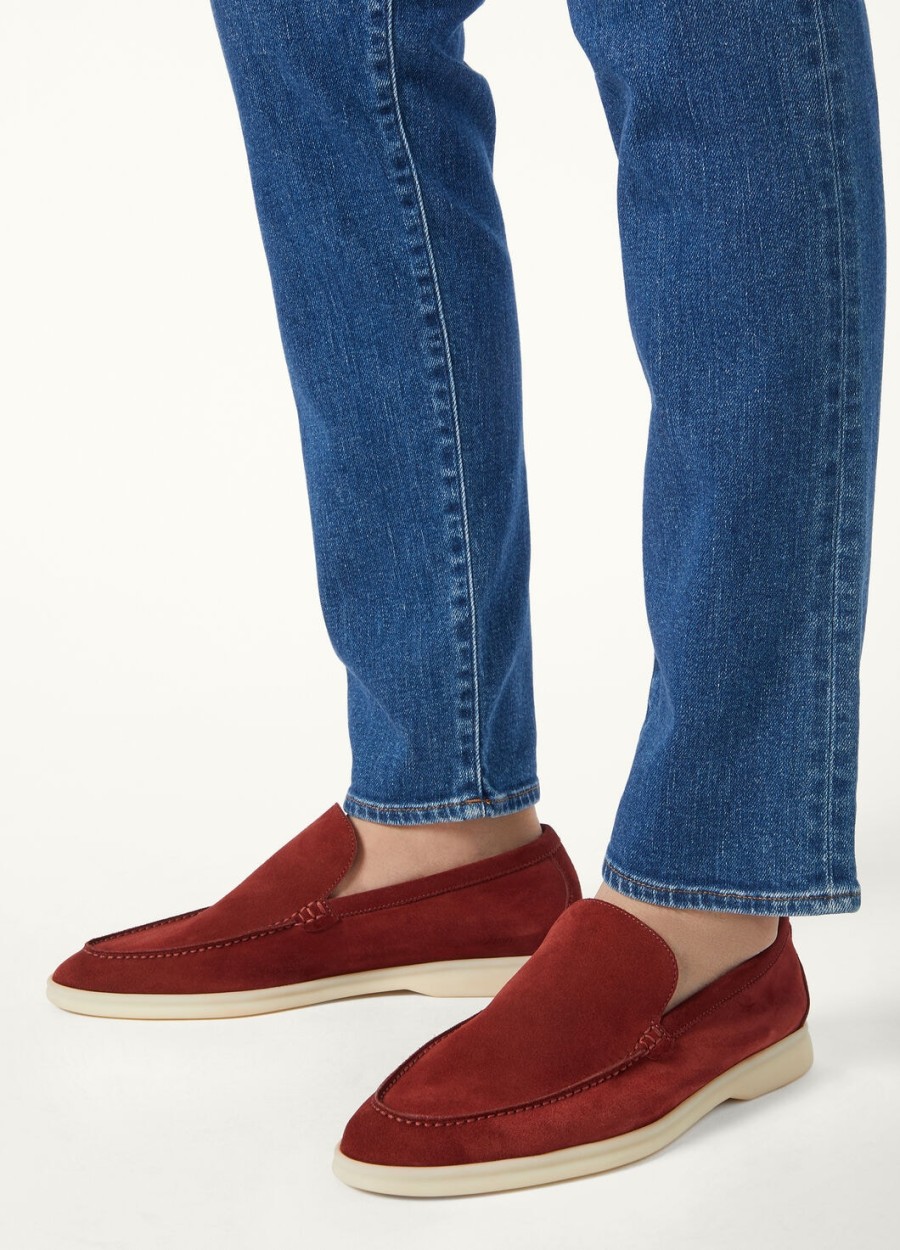 summer walk loafers van gedroogd rood suède.