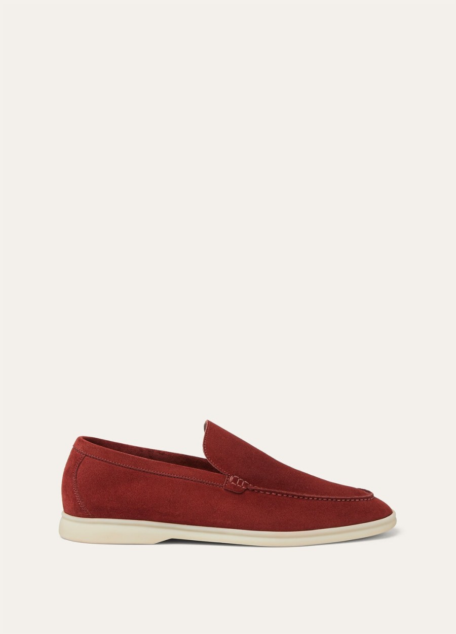 summer walk loafers van gedroogd rood suède.