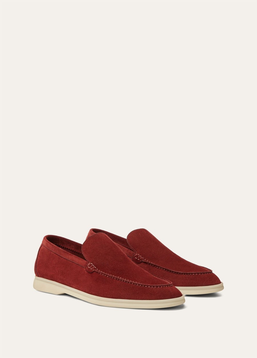 summer walk loafers van gedroogd rood suède.