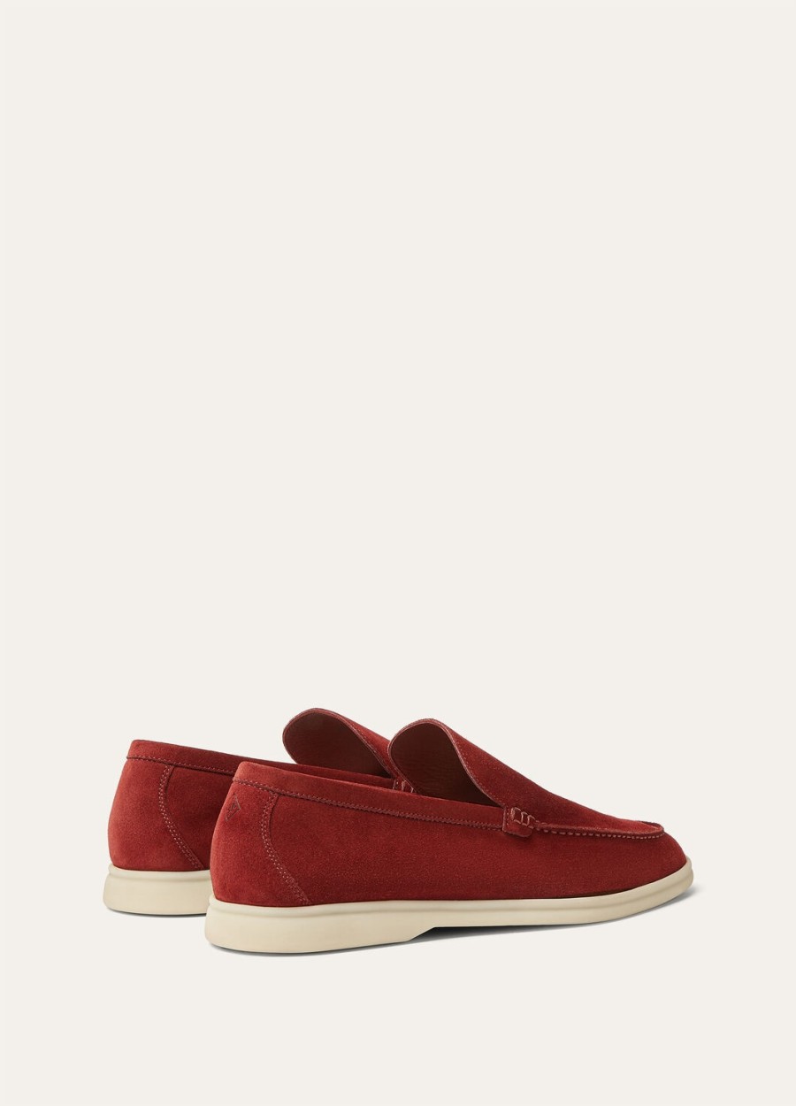 summer walk loafers van gedroogd rood suède.
