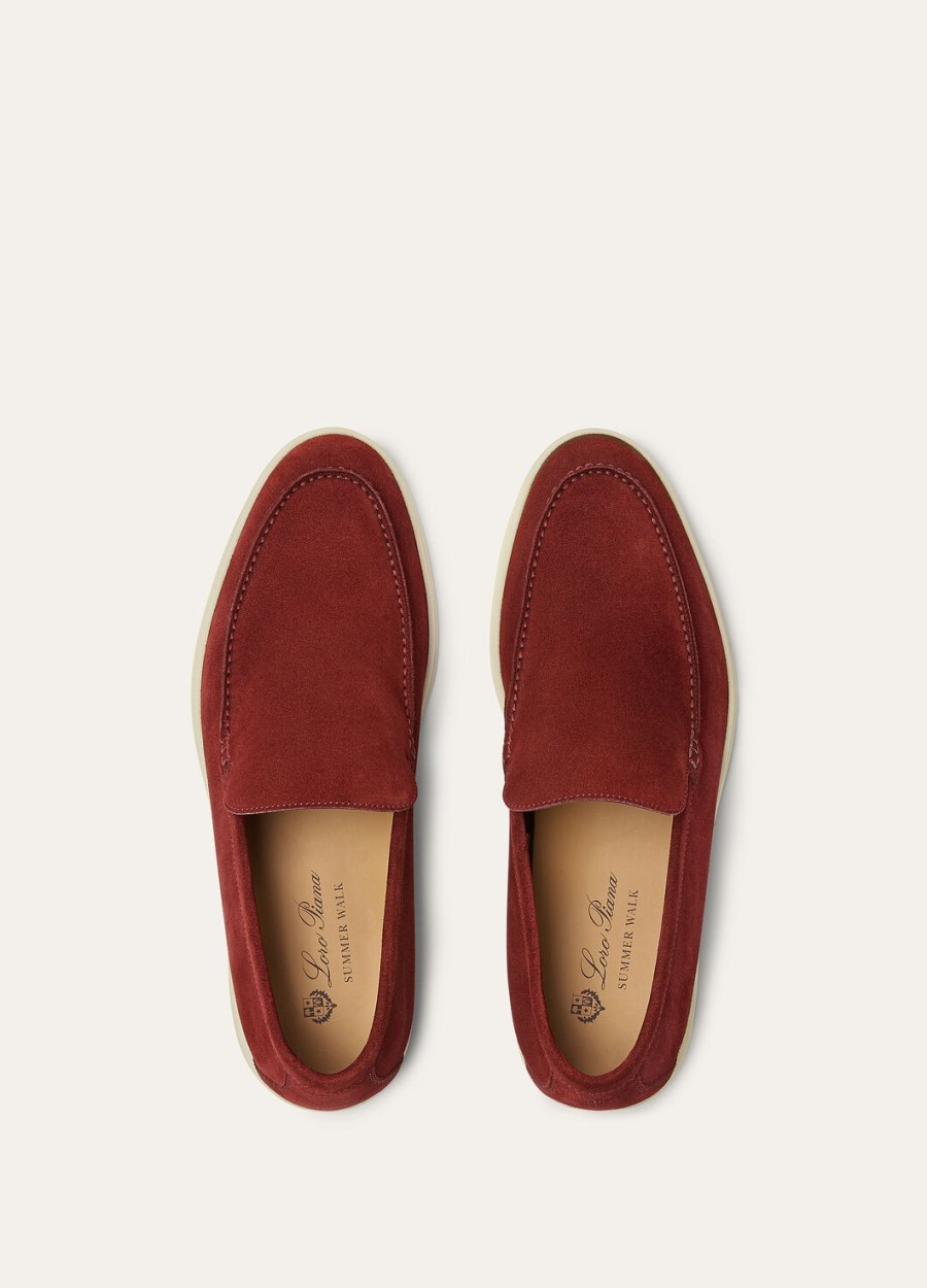summer walk loafers van gedroogd rood suède.