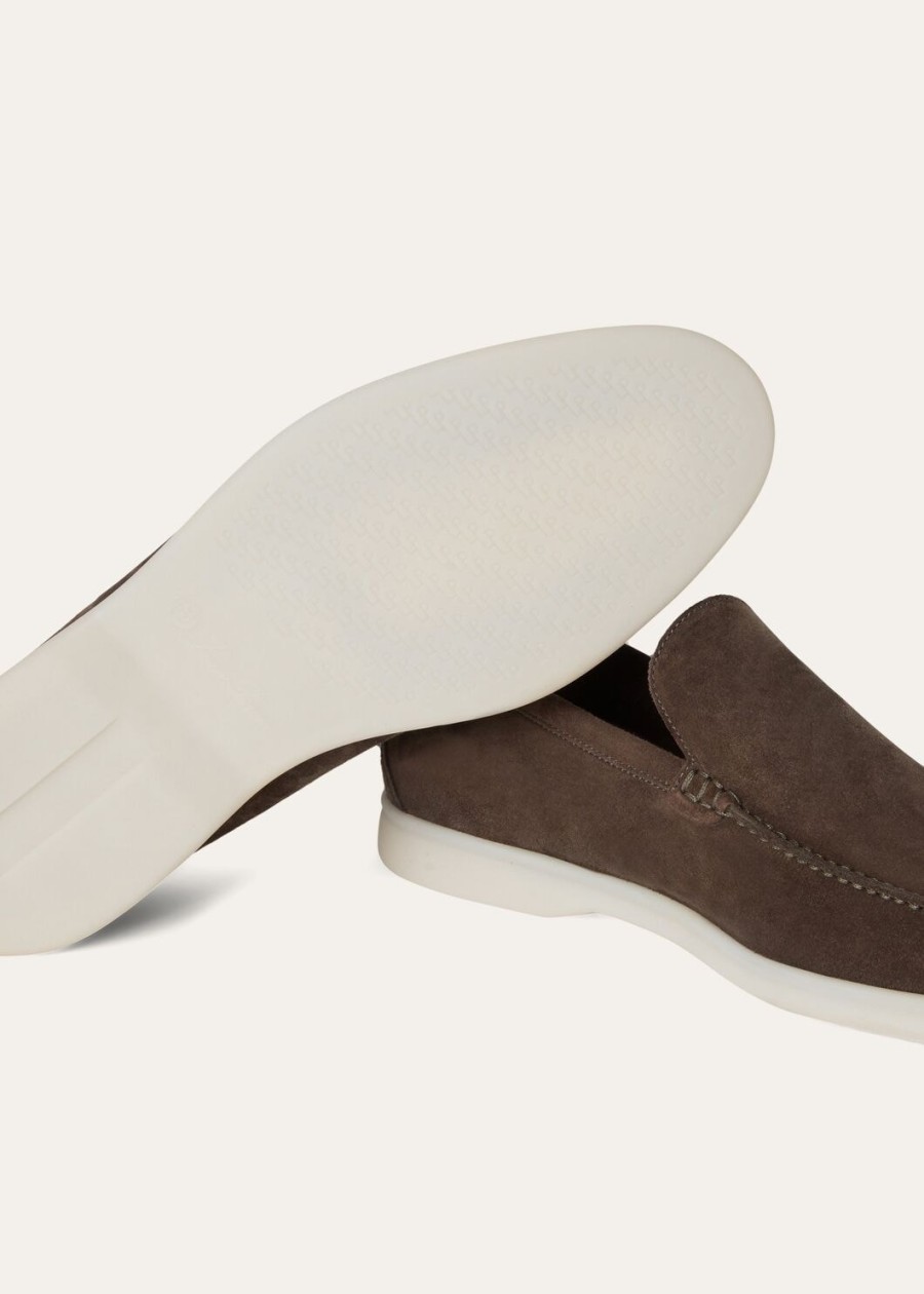 summer walk loafers van suède in warmgrijs