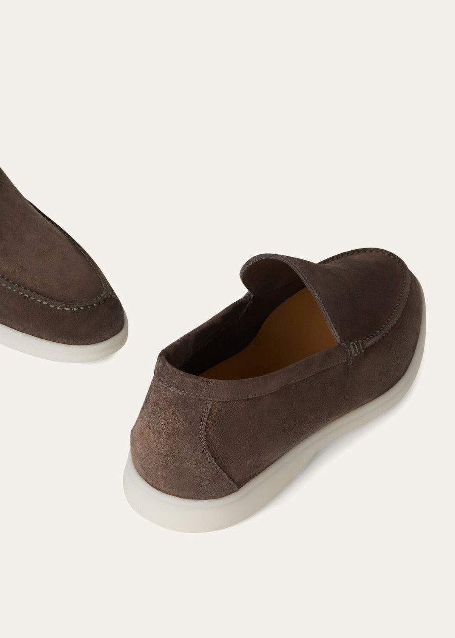 summer walk loafers van suède in warmgrijs