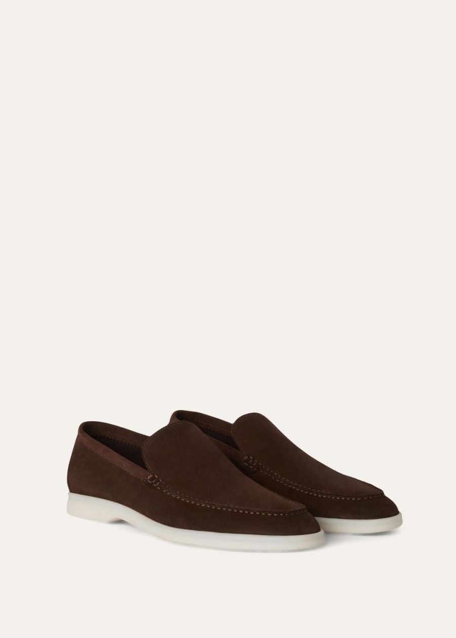 summer walk loafers van suède chocoladebruin