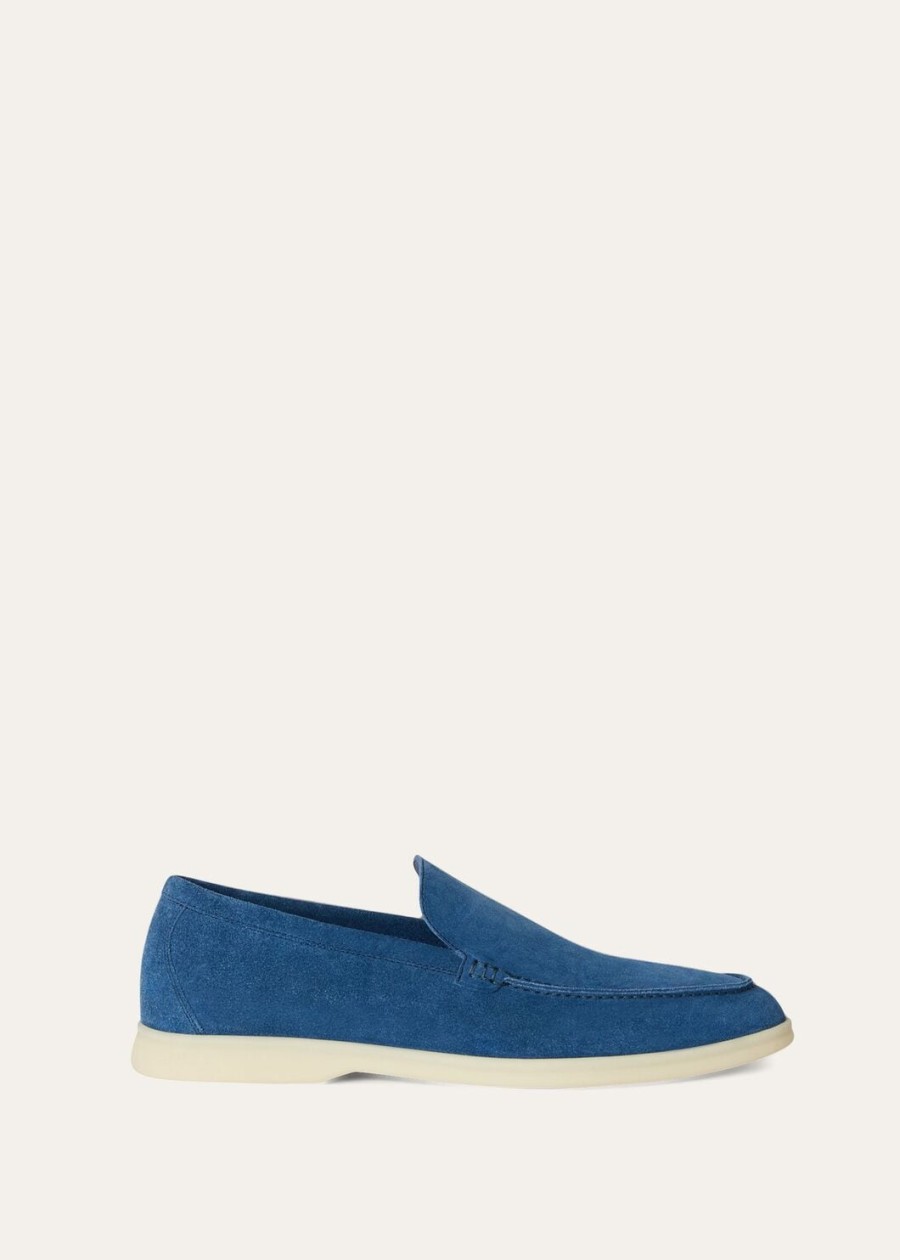 summer walk loafers van suède in kobaltblauw