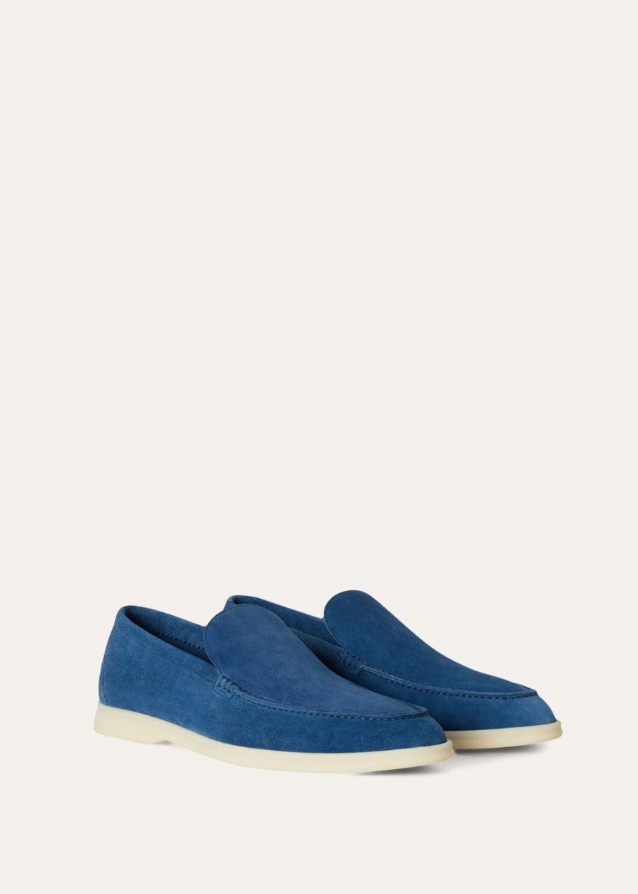 summer walk loafers van suède in kobaltblauw