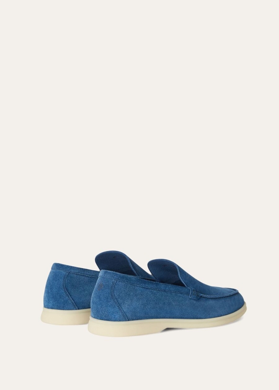 summer walk loafers van suède in kobaltblauw